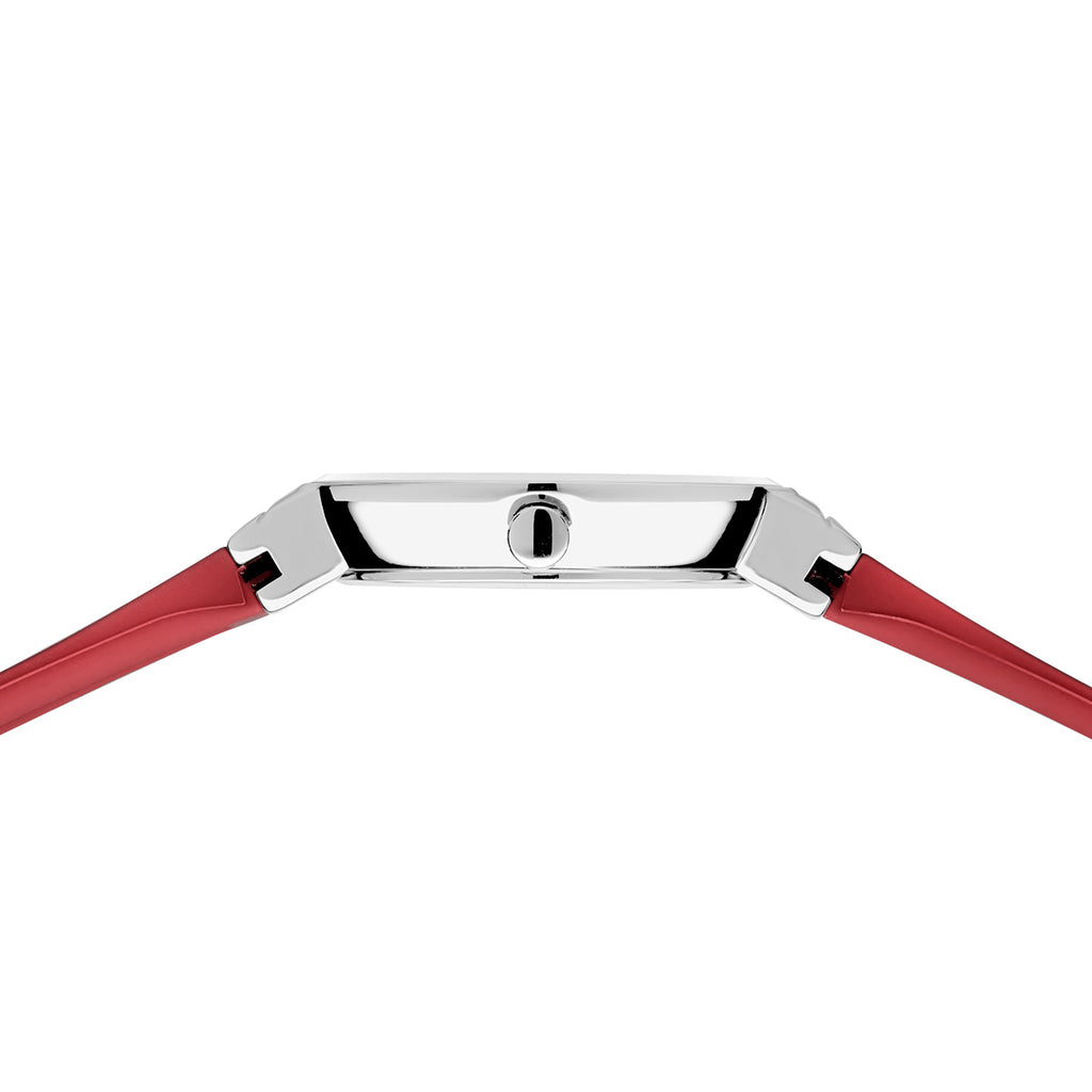 Bering Damenuhr 10129-503 Rot Edelstahl Armbanduhr mit Silikonband modern elegant