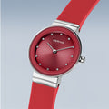 Bering Damenuhr 10129-503 Rot Edelstahl Armbanduhr mit Silikonband modern elegant
