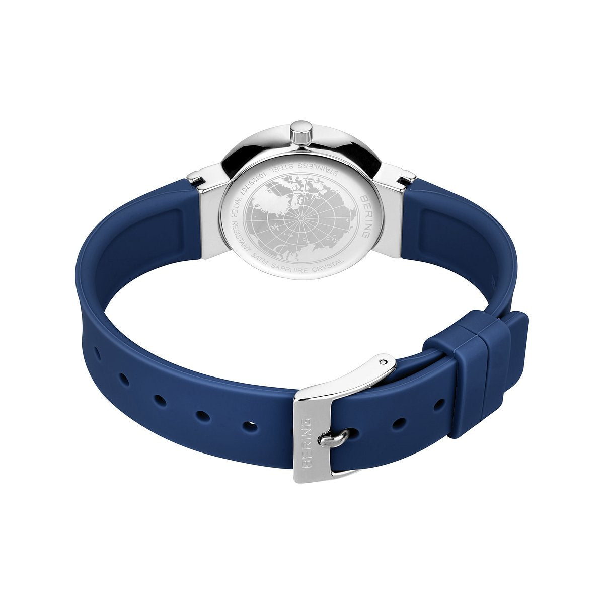 Bering Damenuhr 10129-707 Blau Edelstahl Armbanduhr mit Silikonband modern elegant