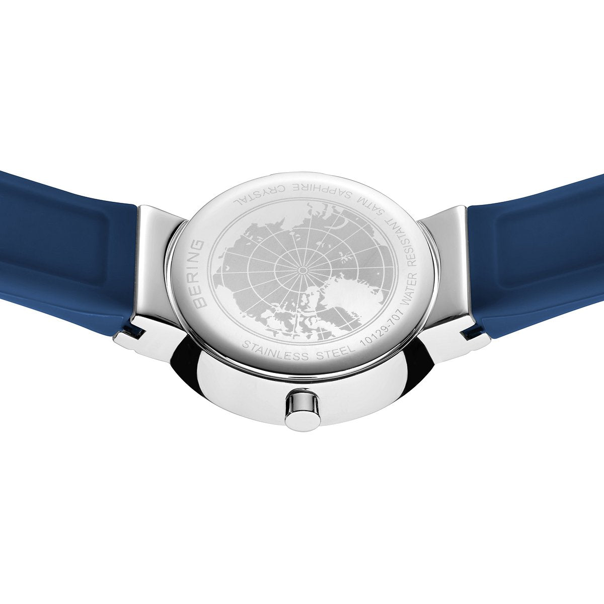 Bering Damenuhr 10129-707 Blau Edelstahl Armbanduhr mit Silikonband modern elegant
