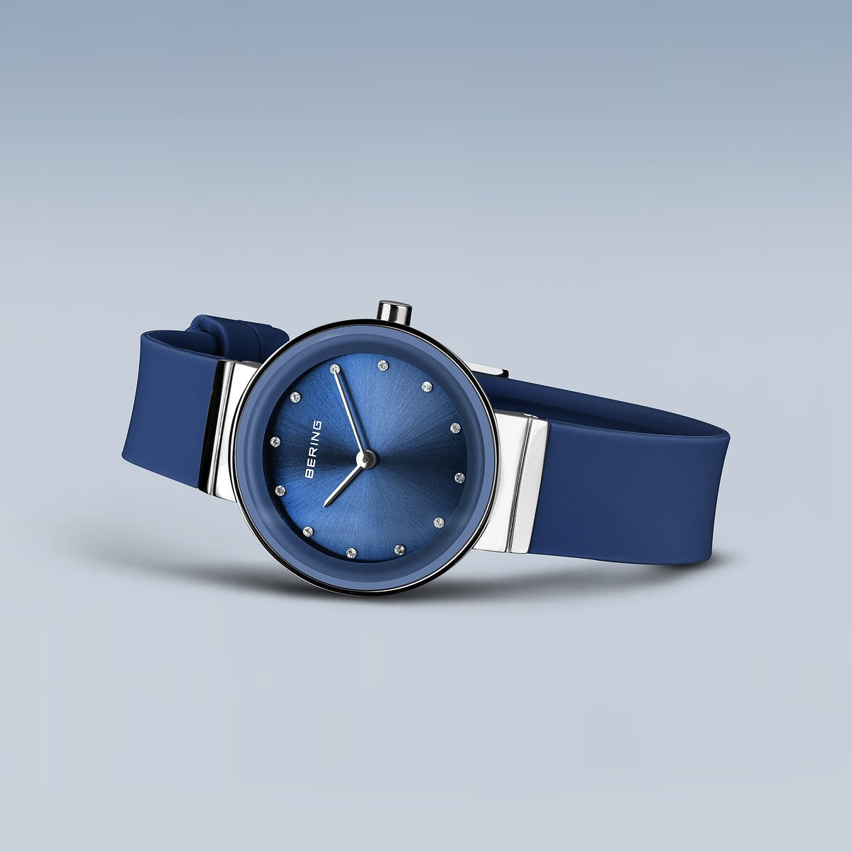 Bering Damenuhr 10129-707 Blau Edelstahl Armbanduhr mit Silikonband modern elegant