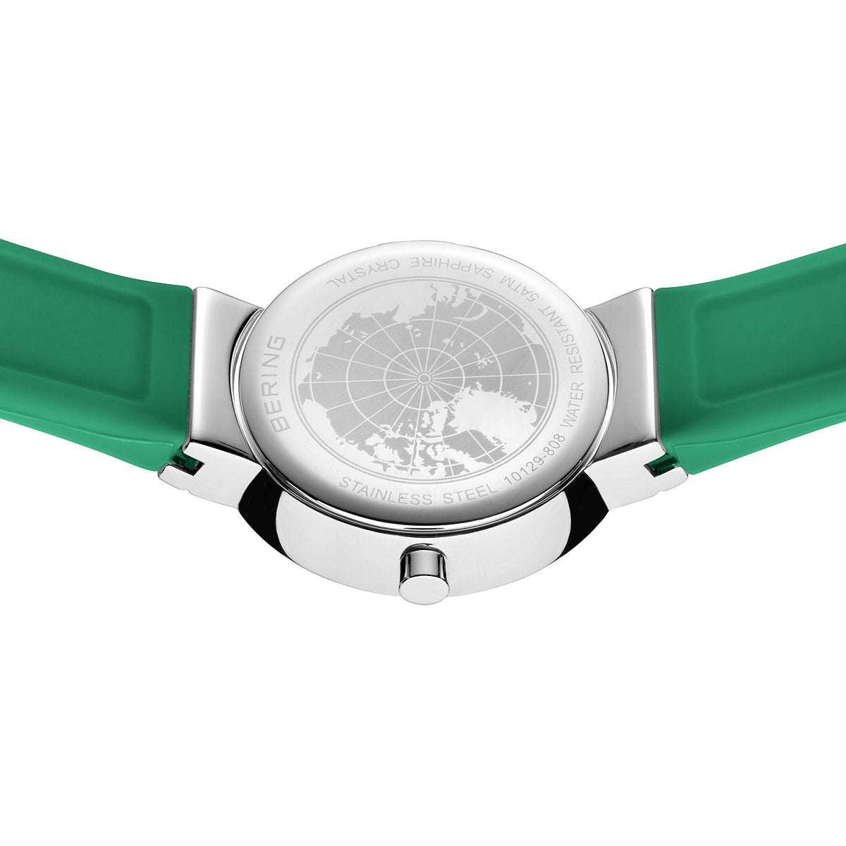Bering Damenuhr 10129-808 Grün Edelstahl Armbanduhr mit Silikonband elegant modern