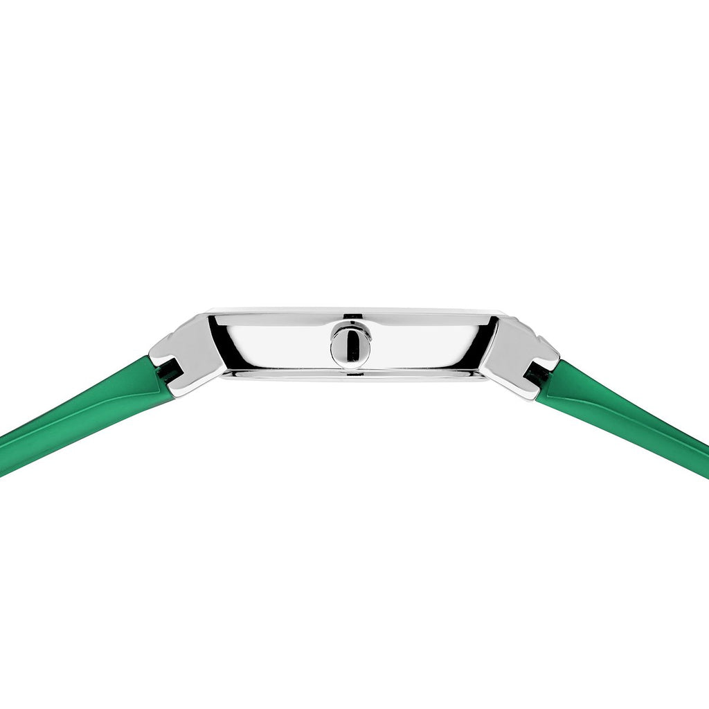 Bering Damenuhr 10129-808 Grün Edelstahl Armbanduhr mit Silikonband elegant modern