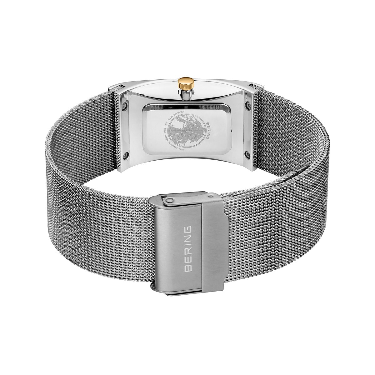 Bering Damenuhr 10222-010-S Silber Gold Edelstahl Armbanduhr rechteckig mit Milanaiseband elegant