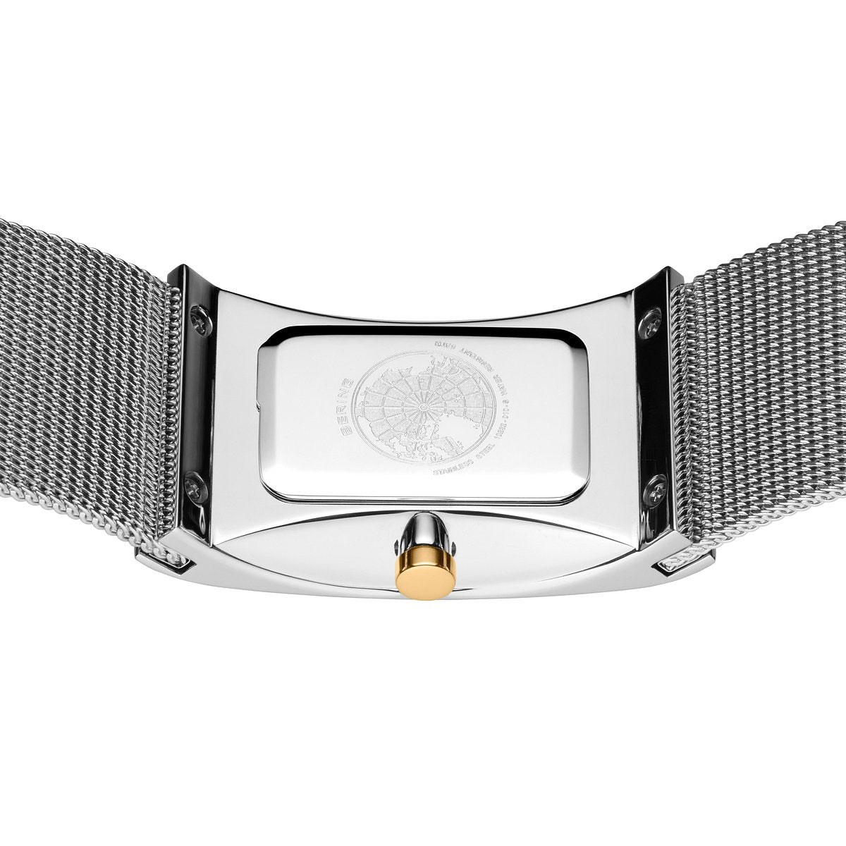 Bering Damenuhr 10222-010-S Silber Gold Edelstahl Armbanduhr rechteckig mit Milanaiseband elegant