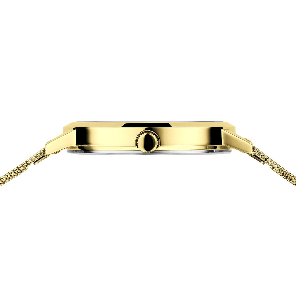 Bering Damenuhr 13434-332 Gold Schwarz Edelstahl Armbanduhr mit Milanaiseband elegant modern
