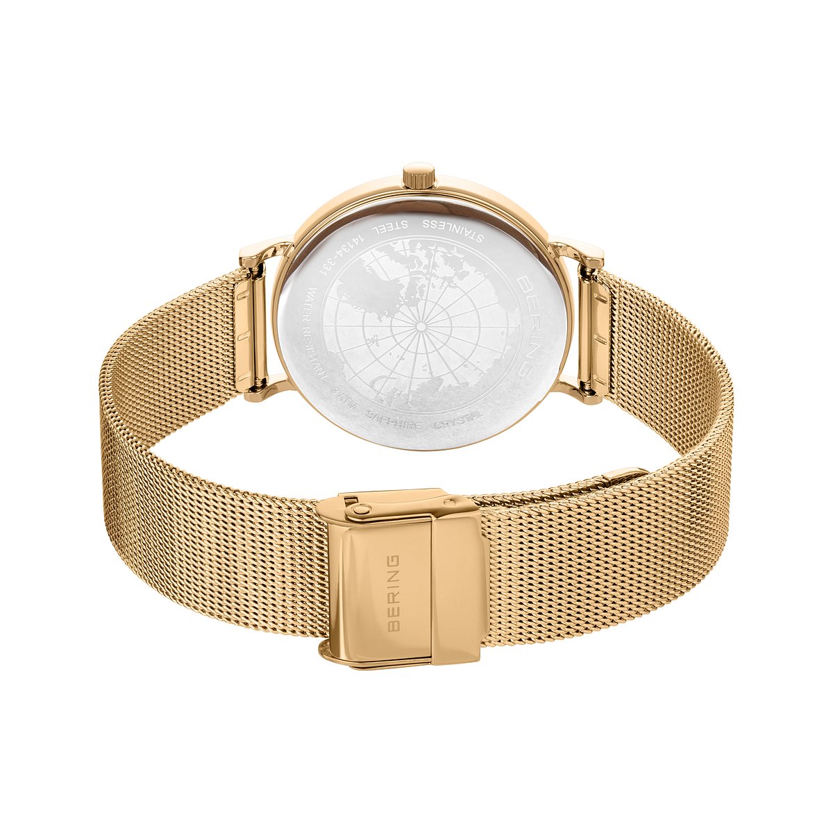 Bering Damenuhr 14134-331 Gold Weiß Milanaisearmband elegant