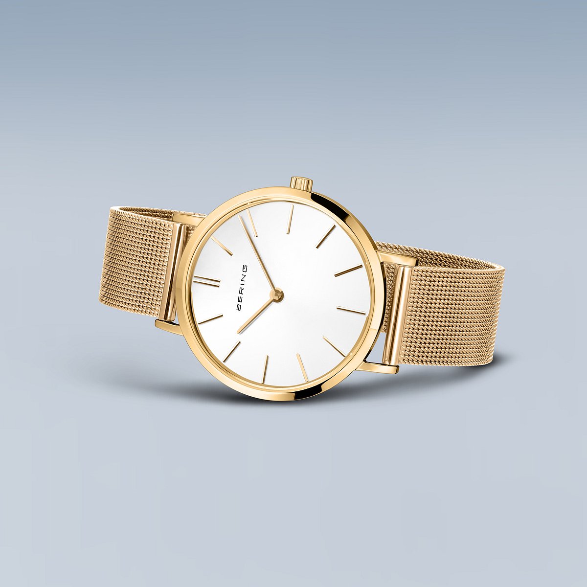 Bering Damenuhr 14134-331 Gold Weiß Milanaisearmband elegant