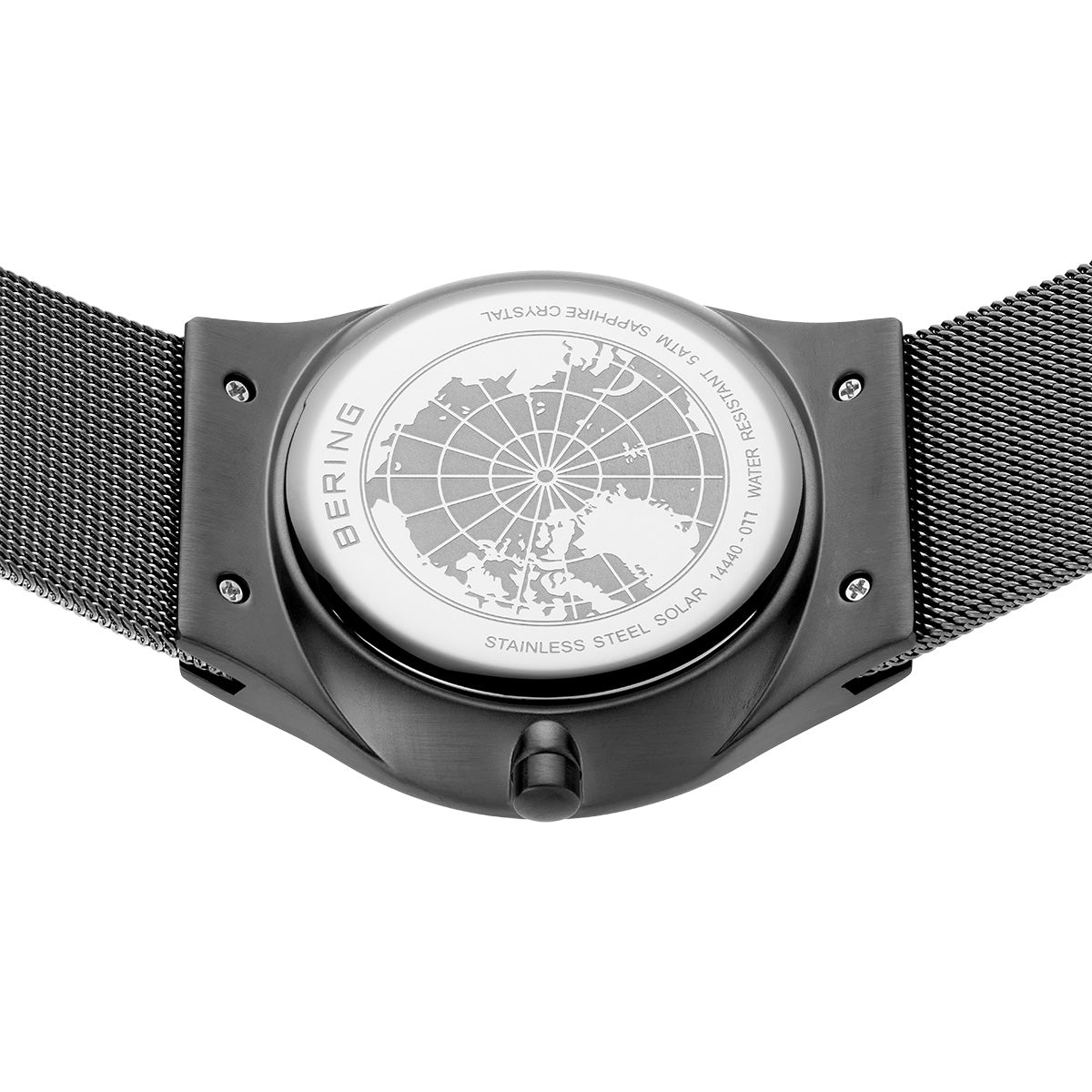 Bering Herrenuhr 14440-007 Solar Titan Silber Blau Milanaisearmband