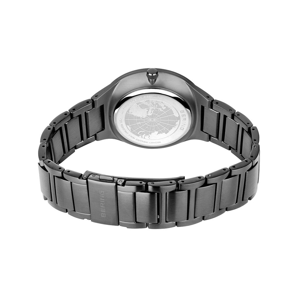 Bering Herrenuhr 14442-777 Solar Titan Grau Orange Edelstahlarmband Datum