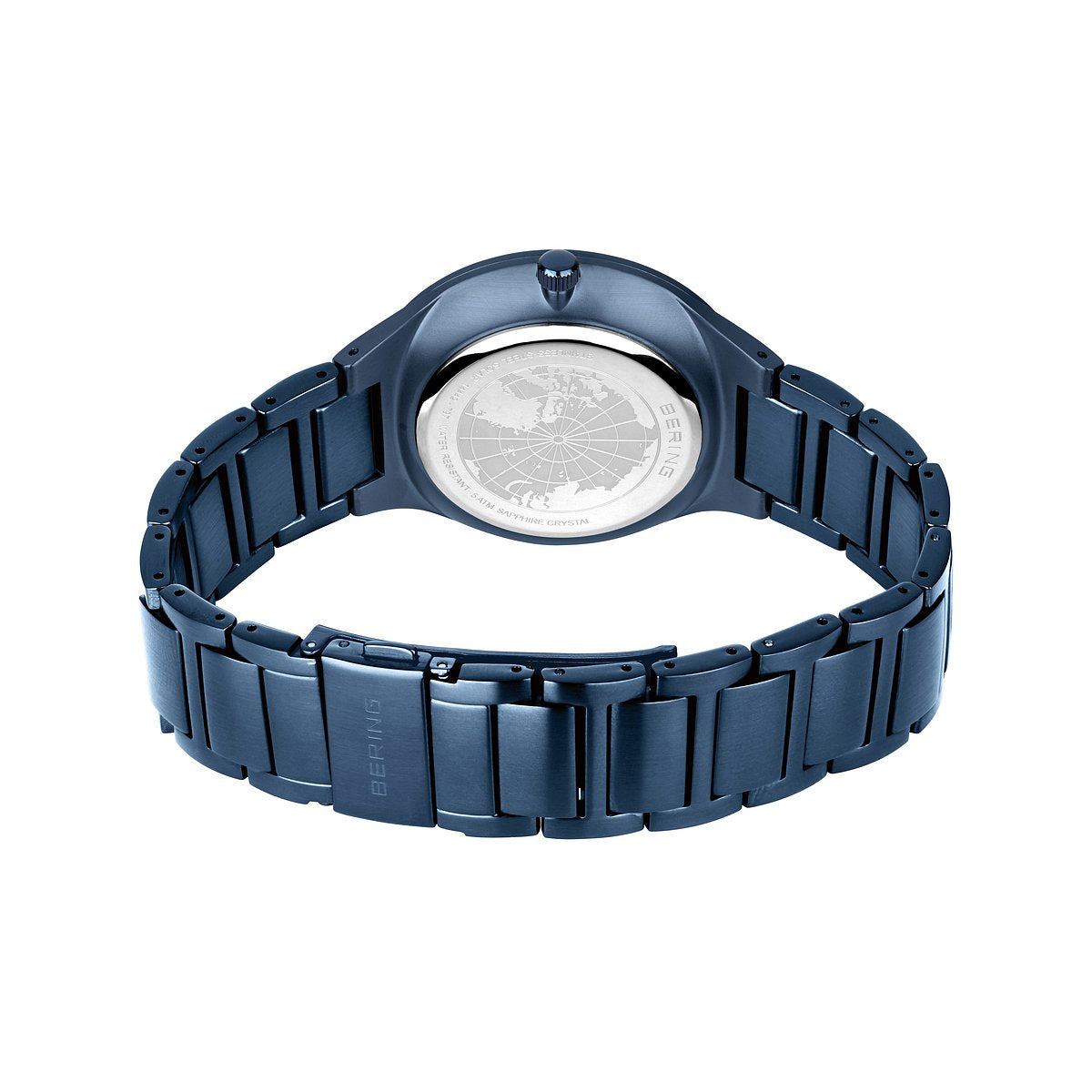 Bering Herrenuhr 14442-797 Solar Blau Orange Edelstahlarmband Datum