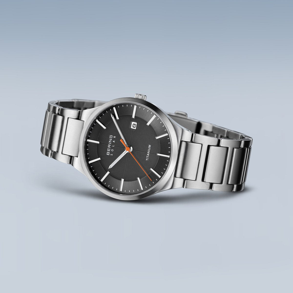 Bering Herrenuhr 15239-779 Solar Titan Silber Grau modern