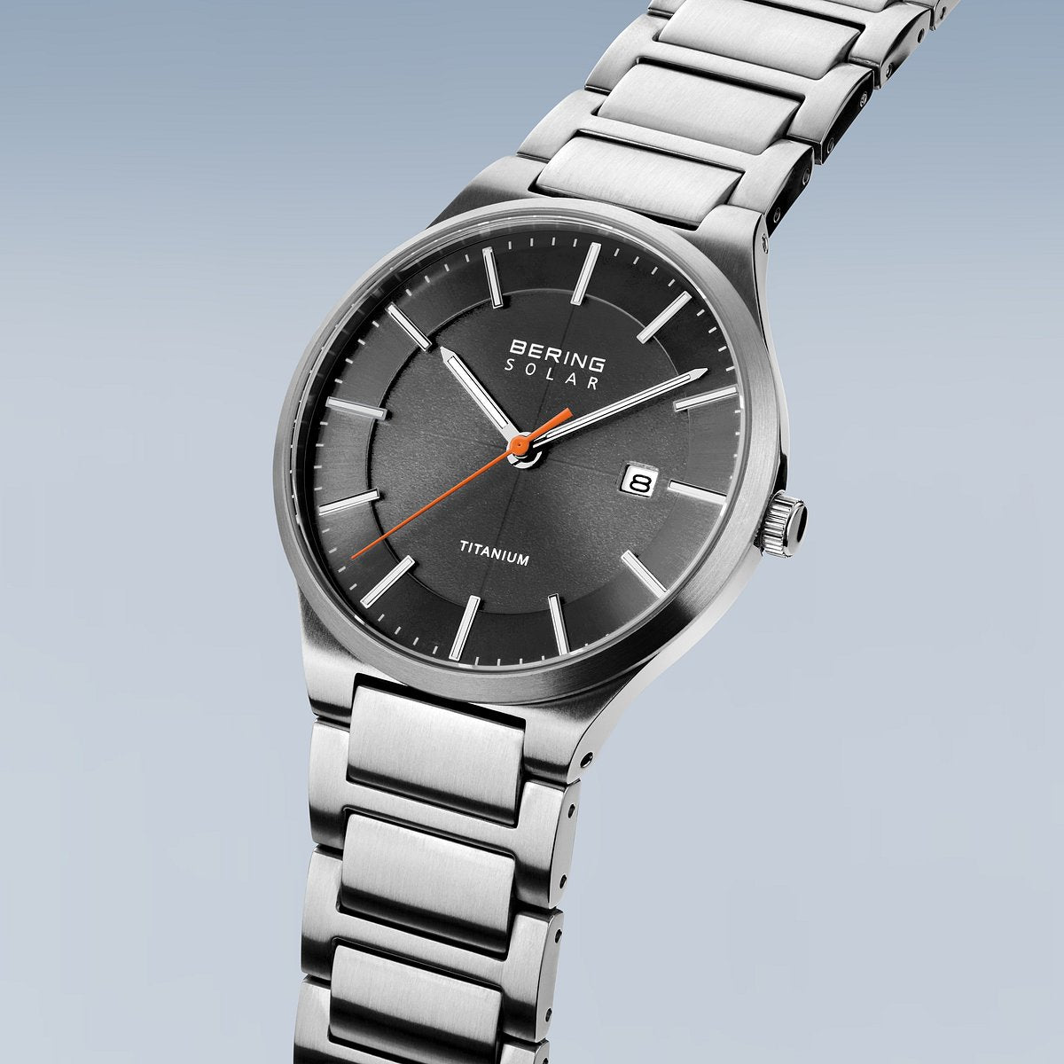 Bering Herrenuhr 15239-779 Solar Titan Silber Grau modern