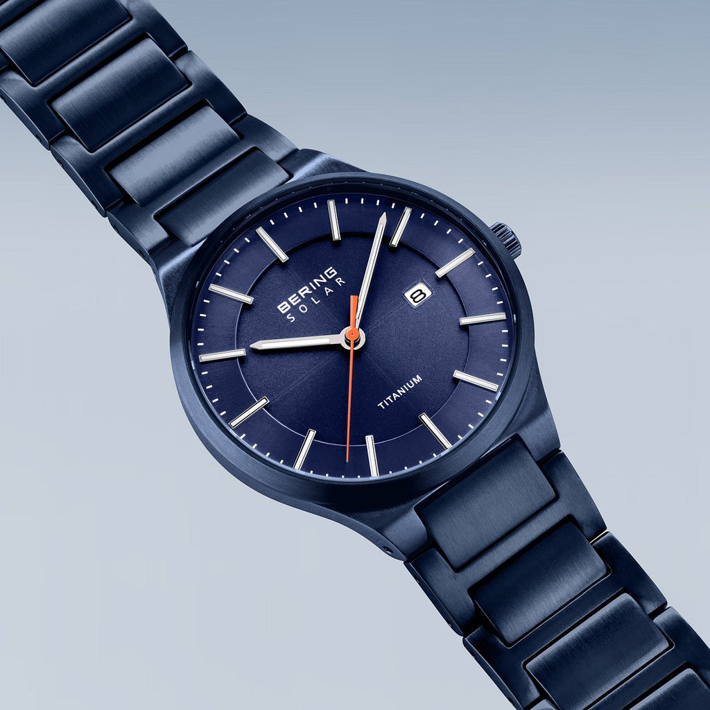 Bering Herrenuhr 15239-797 Solar Titan Blau Herrenuhr modern