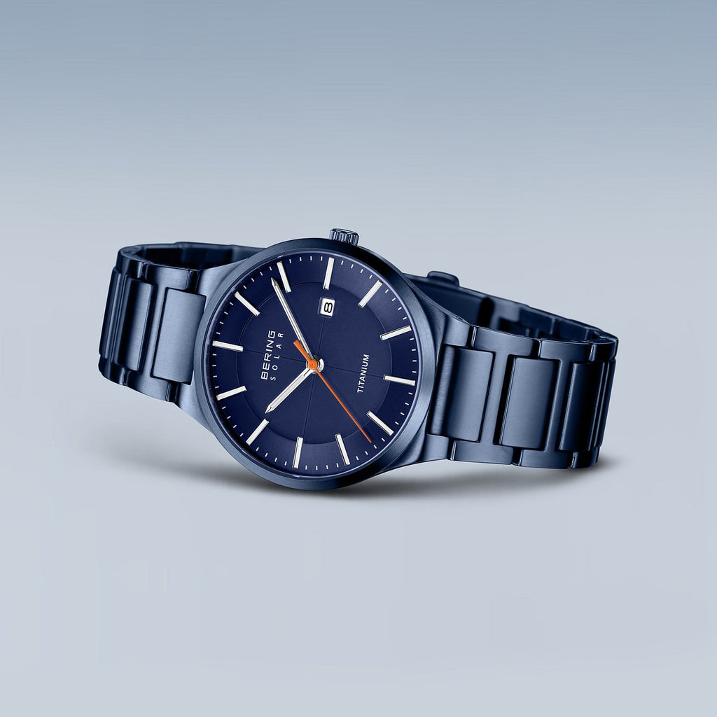 Bering Herrenuhr 15239-797 Solar Titan Blau Herrenuhr modern