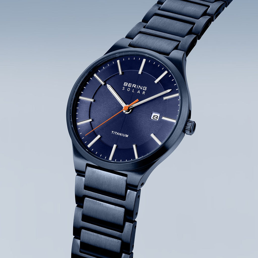 Bering Herrenuhr 15239-797 Solar Titan Blau Herrenuhr modern