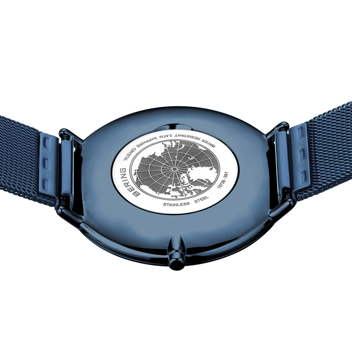 Bering Herrenuhr 15739-397 Blau Edelstahl Armbanduhr mit Milanaiseband skandinavisches Design
