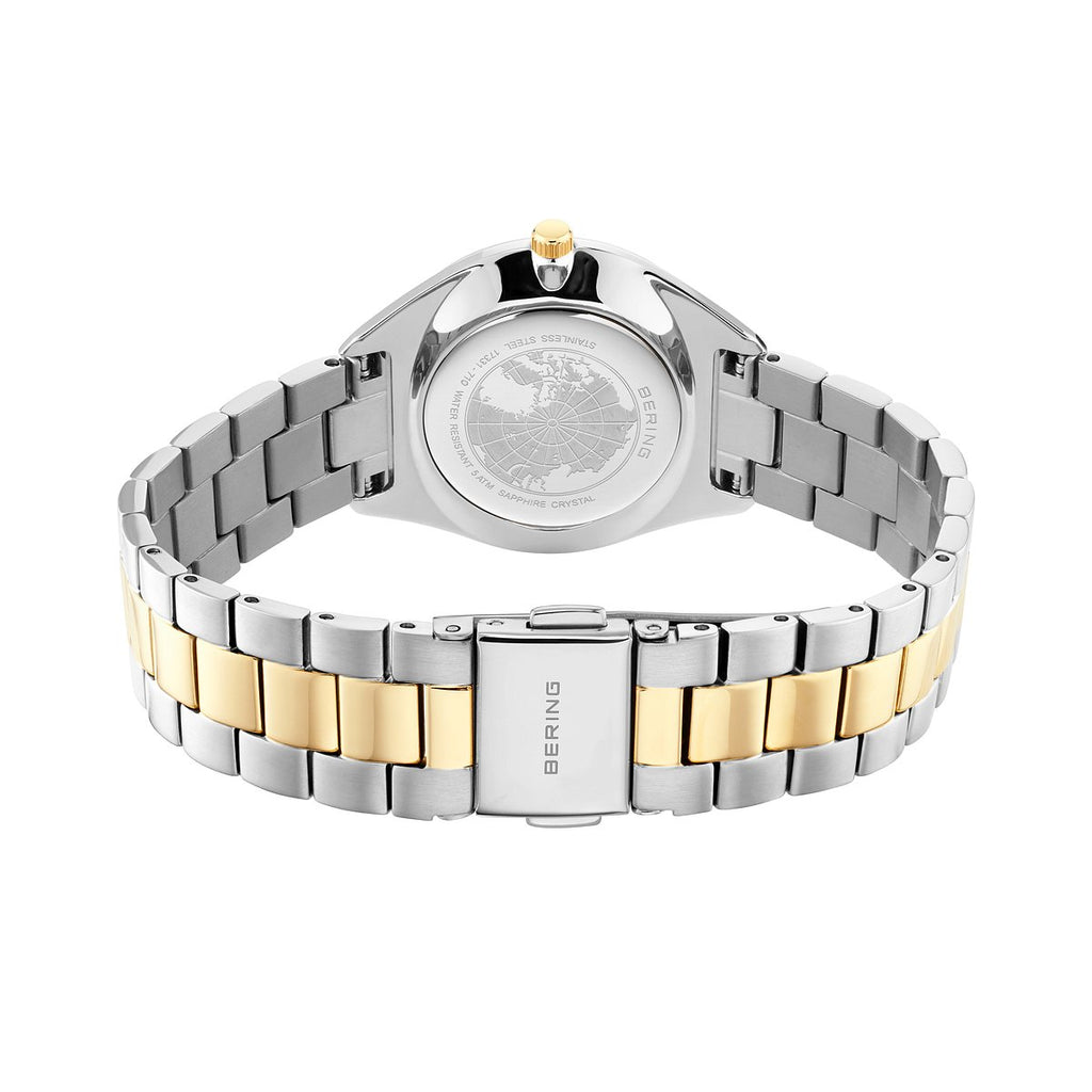 Bering Damenuhr 17331-710 Solar Perlmutt Bicolor Edelstahl Gold Silber
