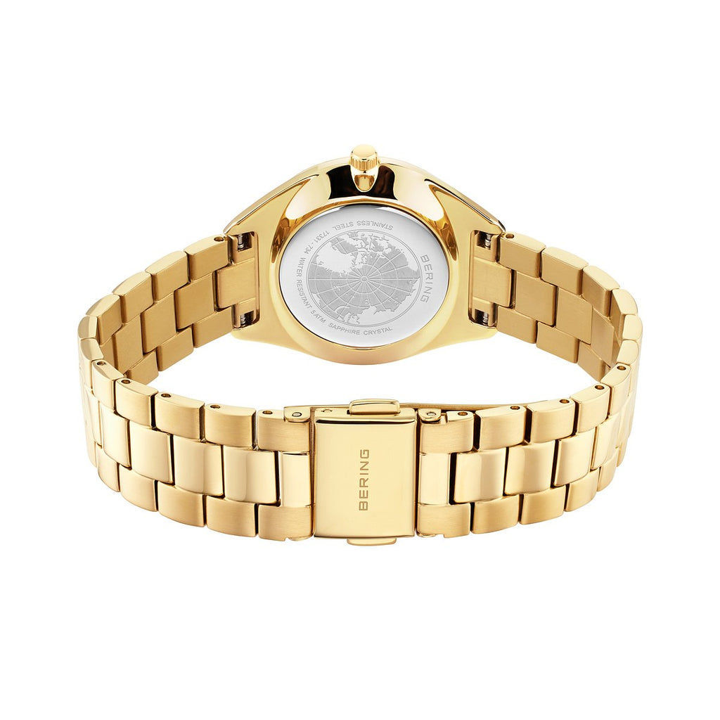 Bering Damenuhr 17331-734 Solar Gold Edelstahl Perlmutt Goldfarben