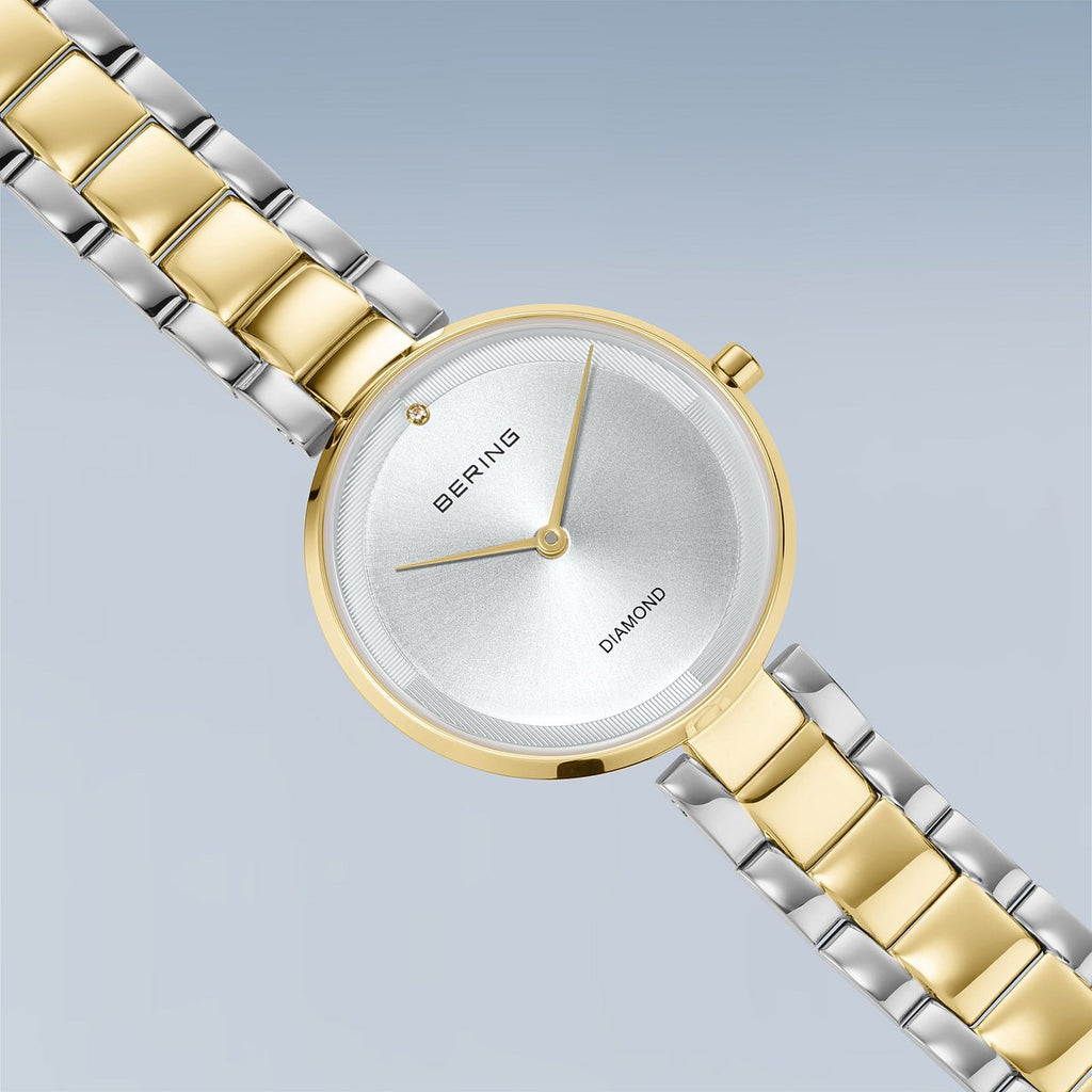 Bering Damenuhr 17529-710 Silber Gold Edelstahl Armbanduhr Diamond Bicolor elegant