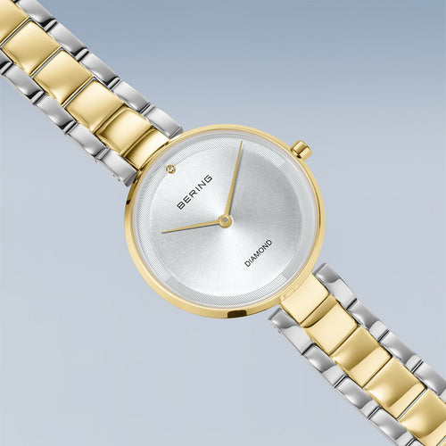 Bering Damenuhr 17529-710 Silber Gold Edelstahl Armbanduhr Diamond Bicolor elegant