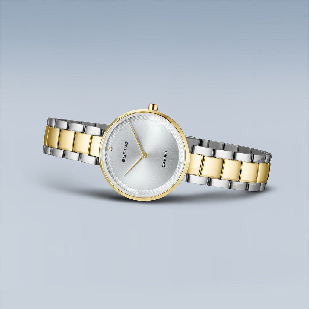 Bering Damenuhr 17529-710 Silber Gold Edelstahl Armbanduhr Diamond Bicolor elegant