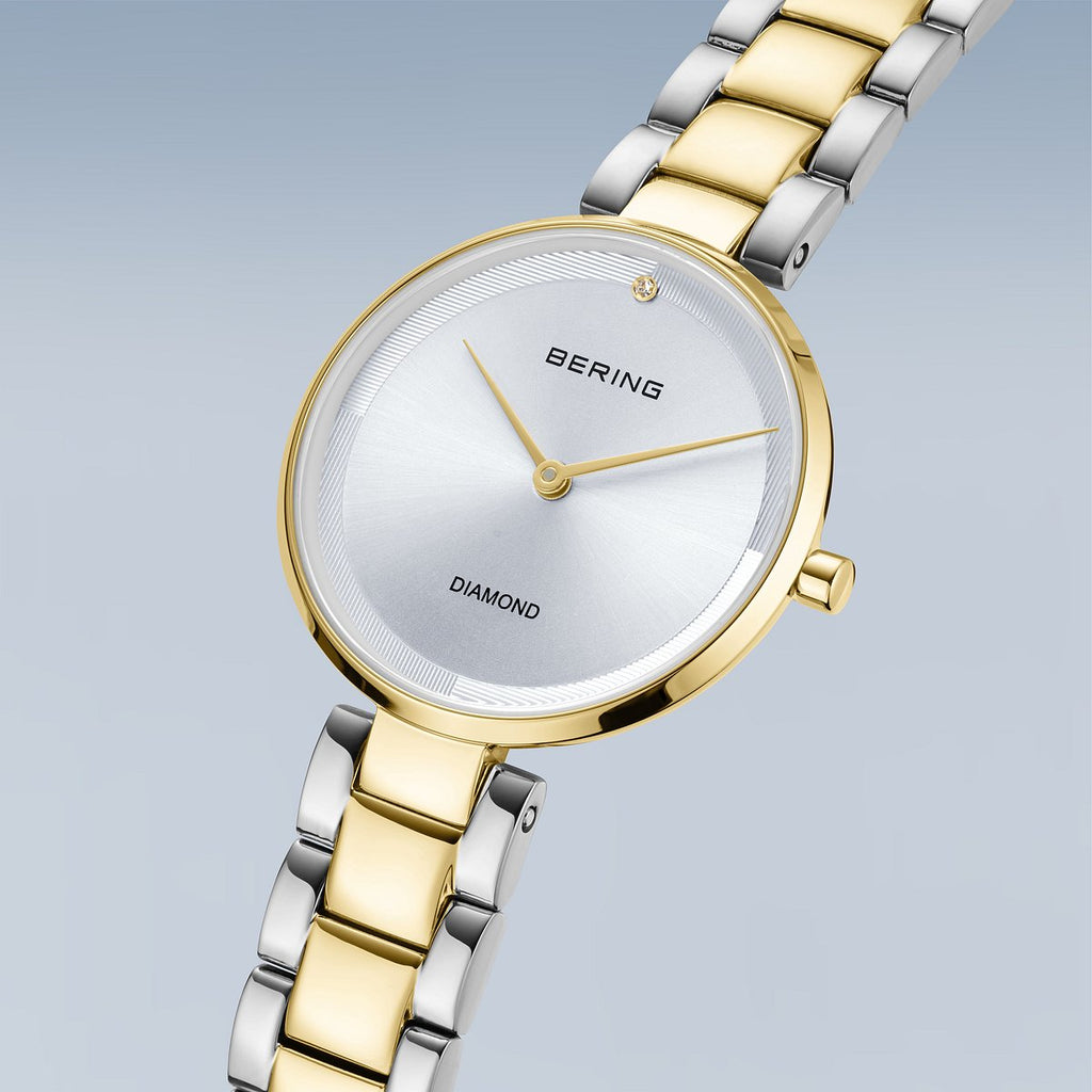Bering Damenuhr 17529-710 Silber Gold Edelstahl Armbanduhr Diamond Bicolor elegant
