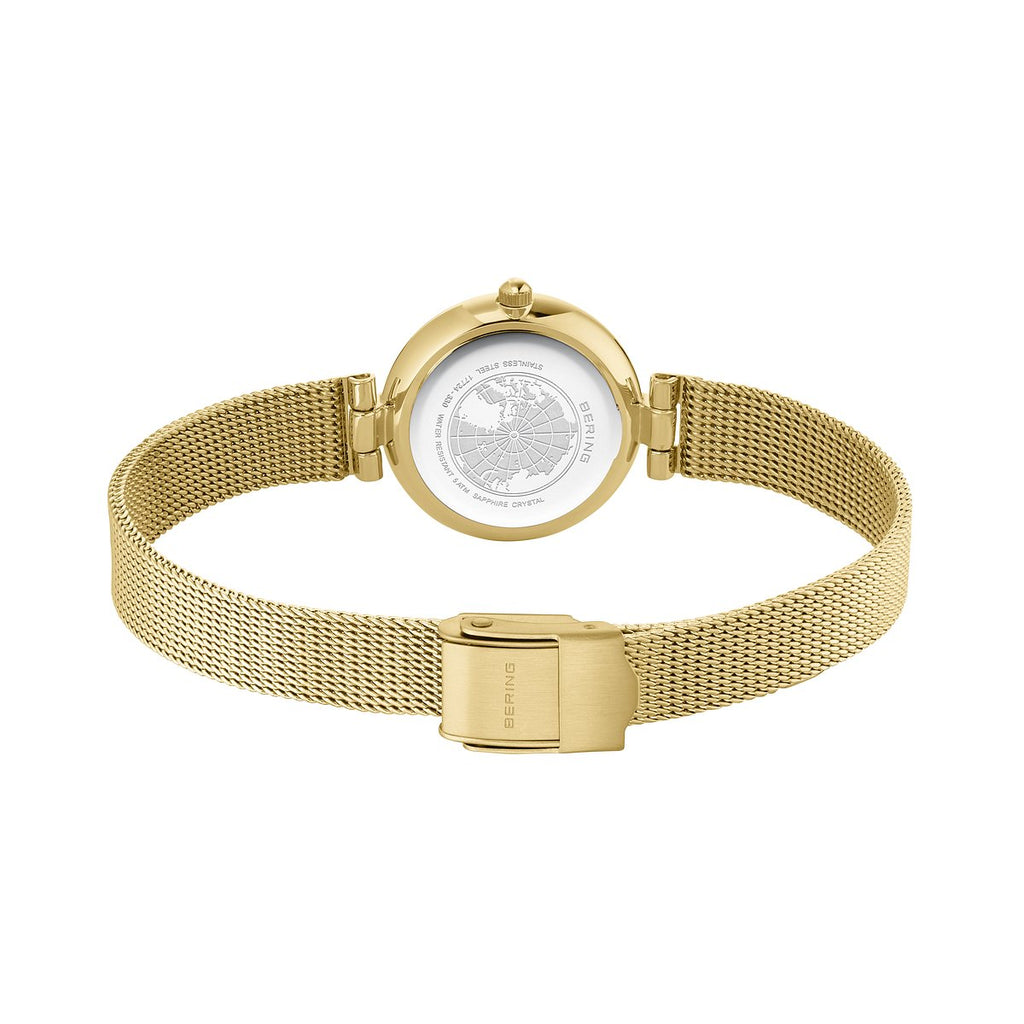 Bering Damenuhr 17724-330 Gold Edelstahl Milanaise Armbanduhr Diamond elegant
