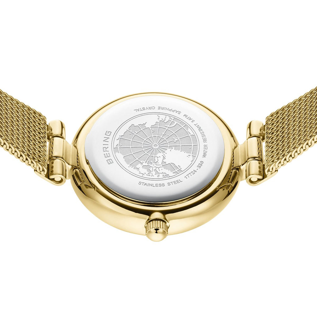 Bering Damenuhr 17724-330 Gold Edelstahl Milanaise Armbanduhr Diamond elegant