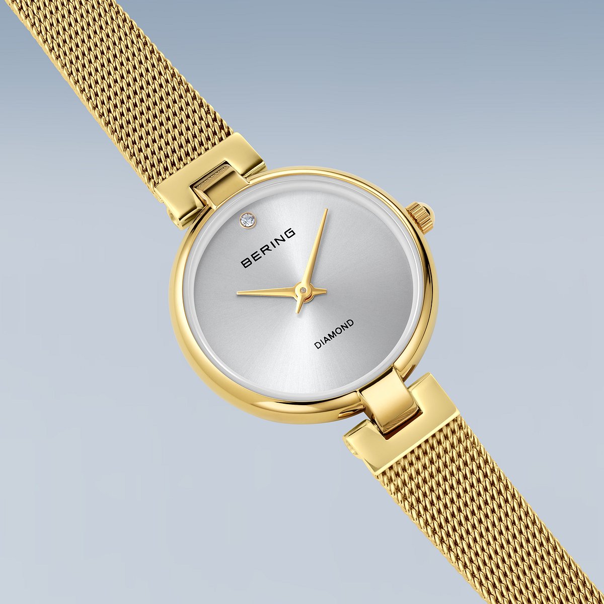 Bering Damenuhr 17724-330 Gold Edelstahl Milanaise Armbanduhr Diamond elegant