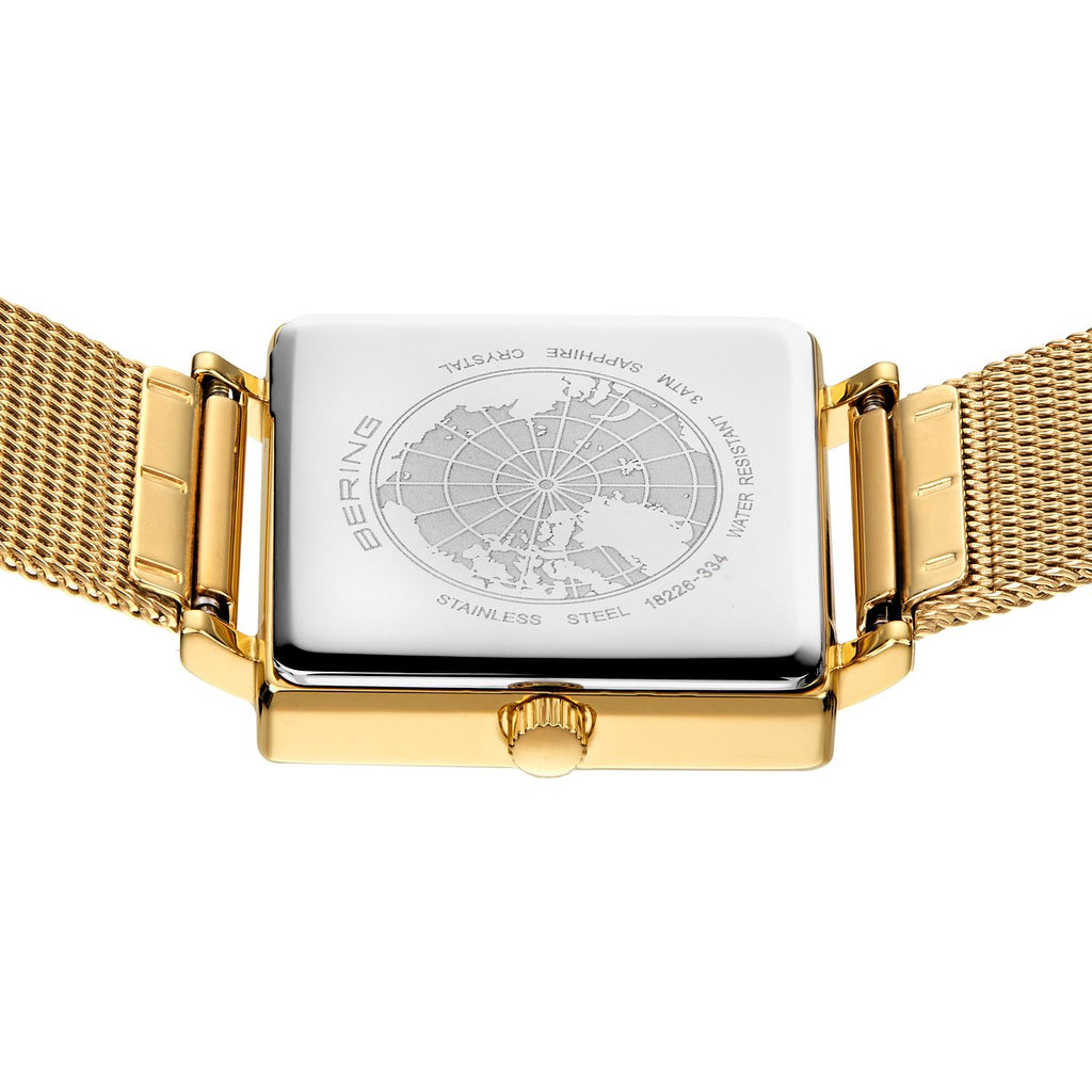 Bering Damenuhr 18226-334 Gold Edelstahl Milanaise rechteckig elegant klassisch