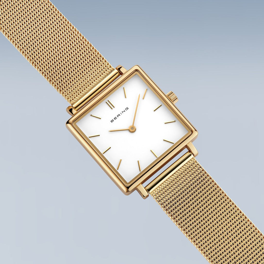 Bering Damenuhr 18226-334 Gold Edelstahl Milanaise rechteckig elegant klassisch