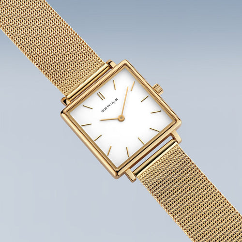 Bering Damenuhr 18226-334 Gold Edelstahl Milanaise rechteckig elegant klassisch