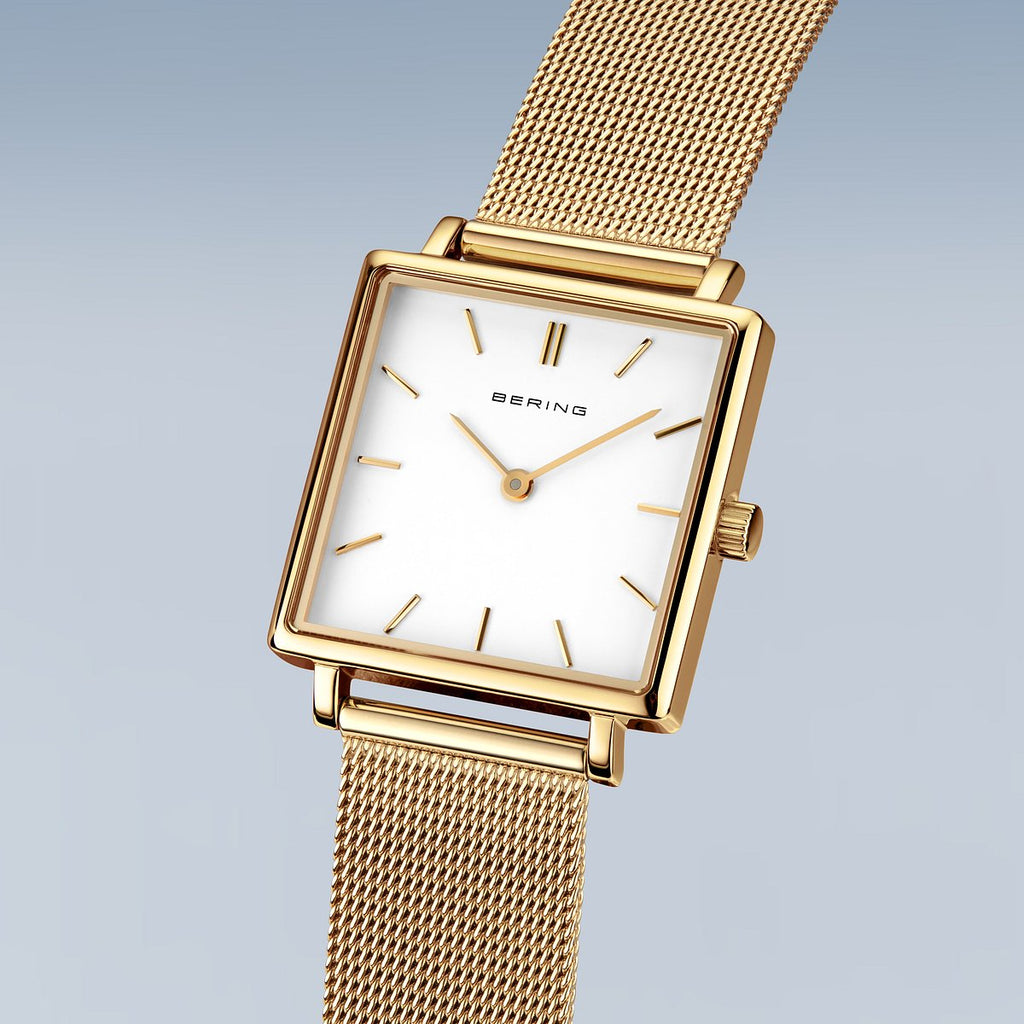 Bering Damenuhr 18226-334 Gold Edelstahl Milanaise rechteckig elegant klassisch