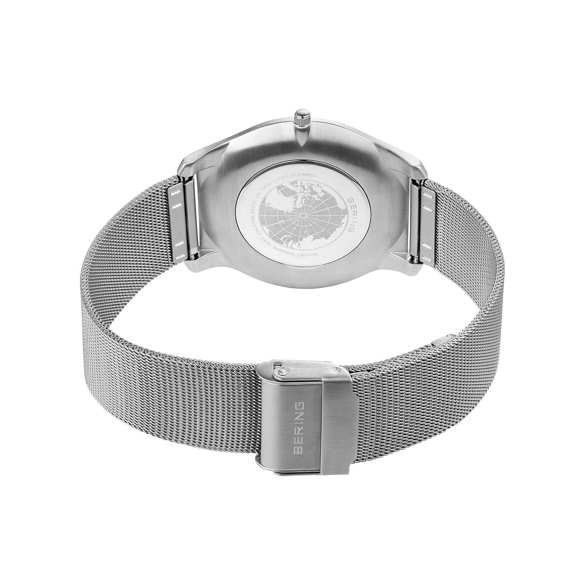 Bering Herrenuhr 18340-307 Titan Silber Blau Mesh elegant