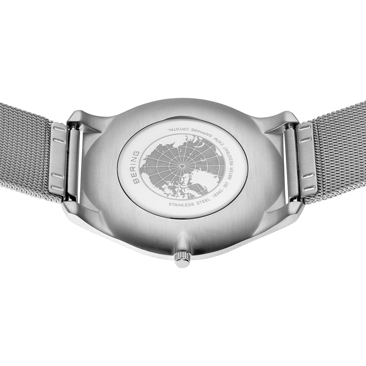 Bering Herrenuhr 18340-307 Titan Silber Blau Mesh elegant