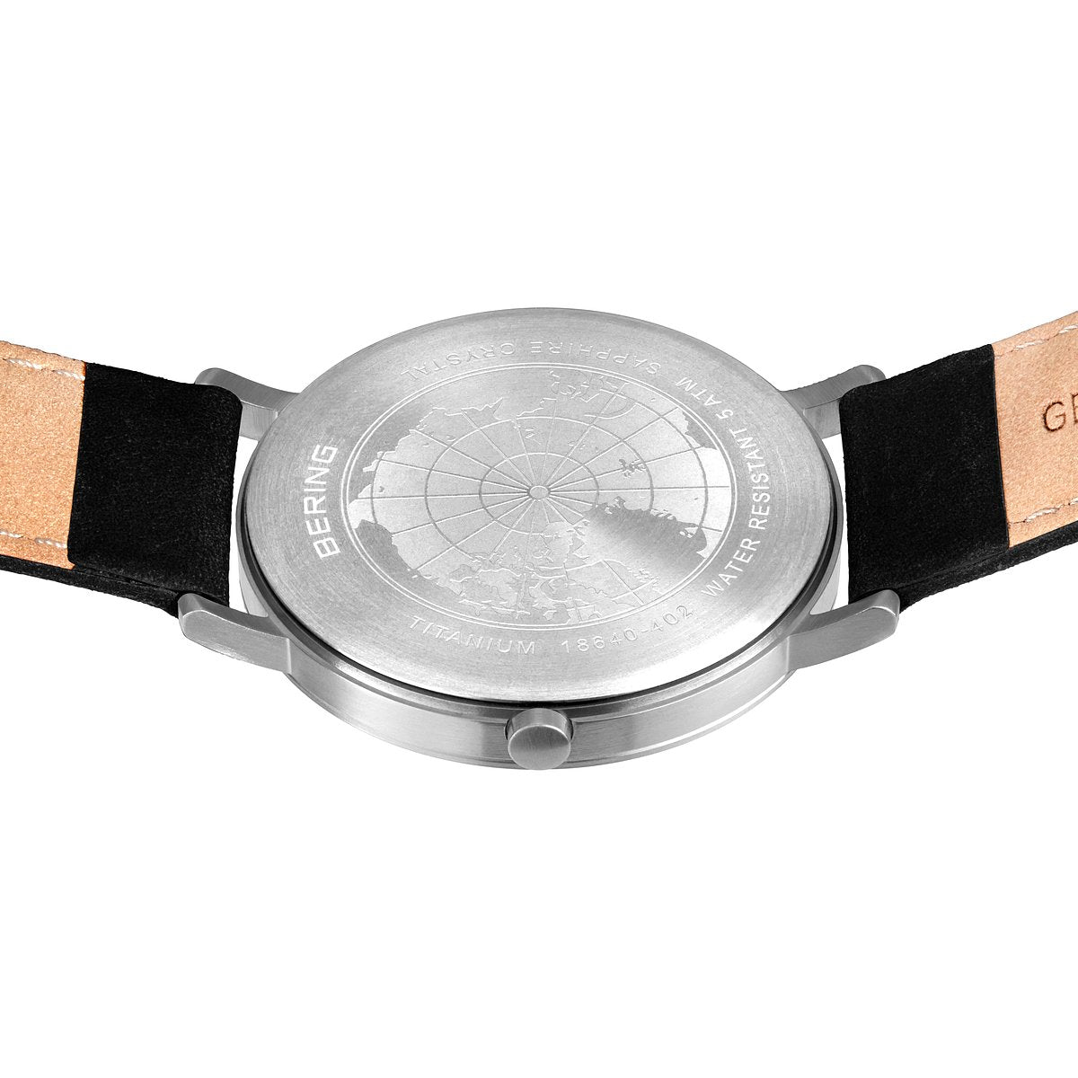 Bering Herrenuhr 18640-402 Titan Leder Schwarz Silber ultraleicht