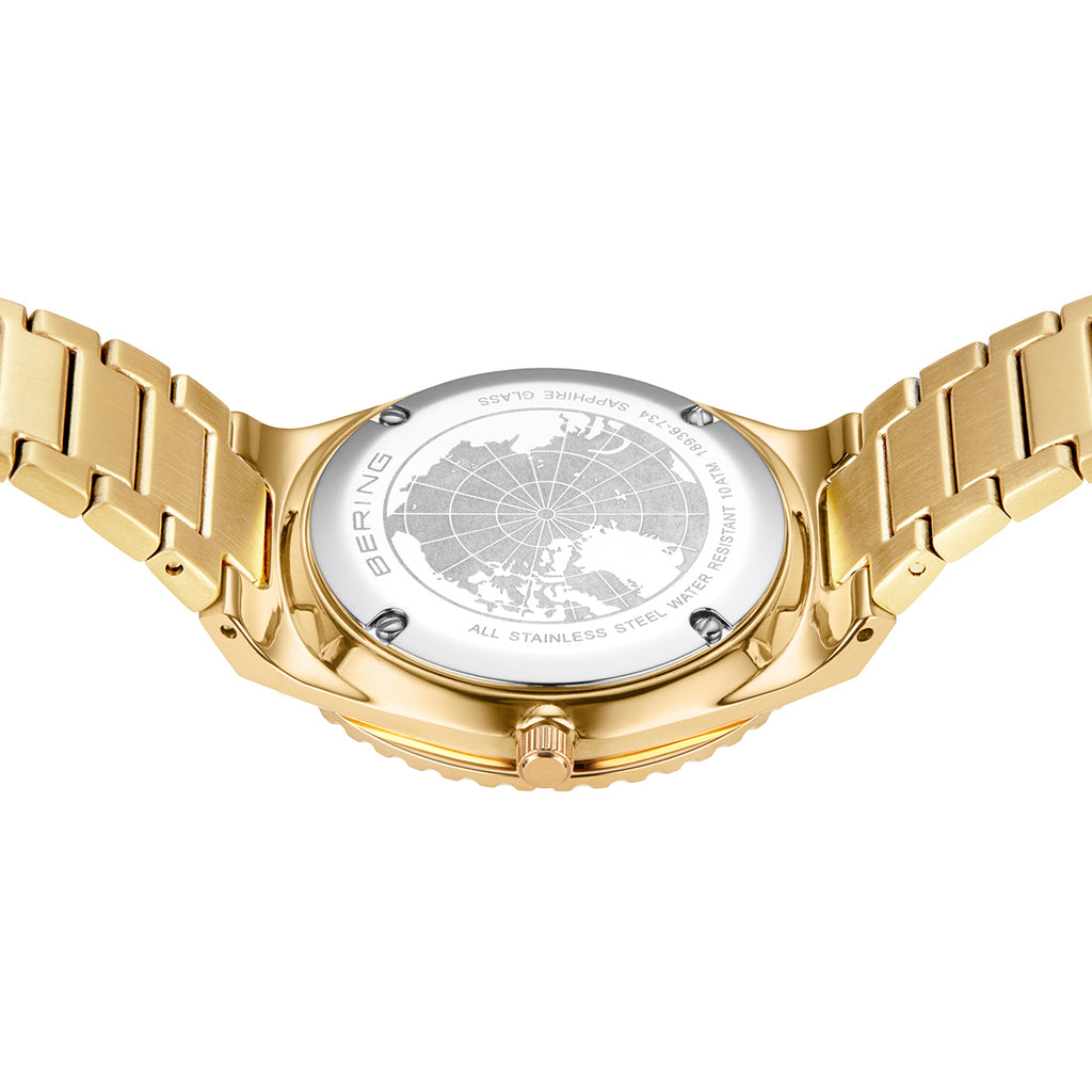 Bering Damenuhr 18936-734 Gold Edelstahl Arctic Sailing Kristallbesatz Datum 10 ATM