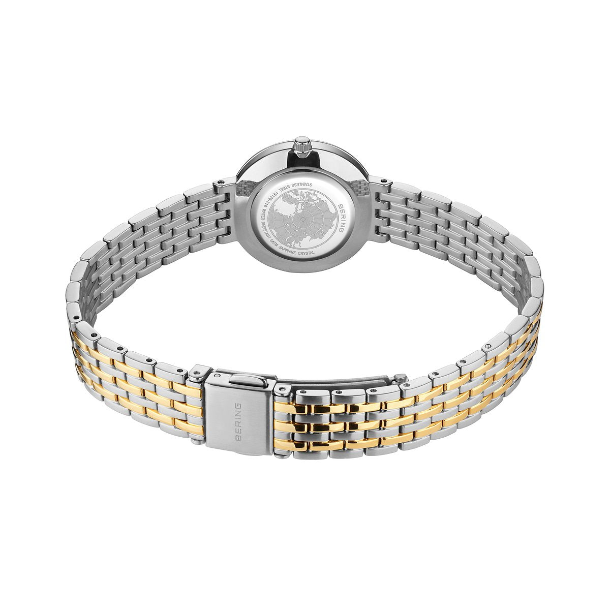 Bering Damenuhr 19126-710 Bicolor Edelstahl Gold Silber Perlmutt Zifferblatt Kristalle