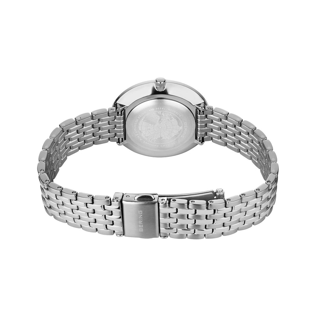 Bering Damenuhr 19334-004 Titan Silber Weiß ultraflach elegant