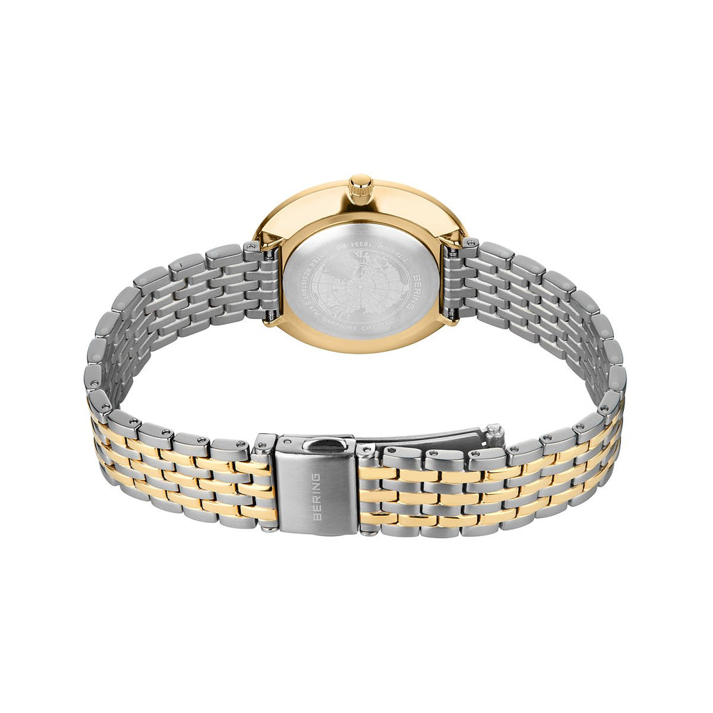 Bering Damenuhr 19334-010 Titan Bicolor Gold Silber elegant