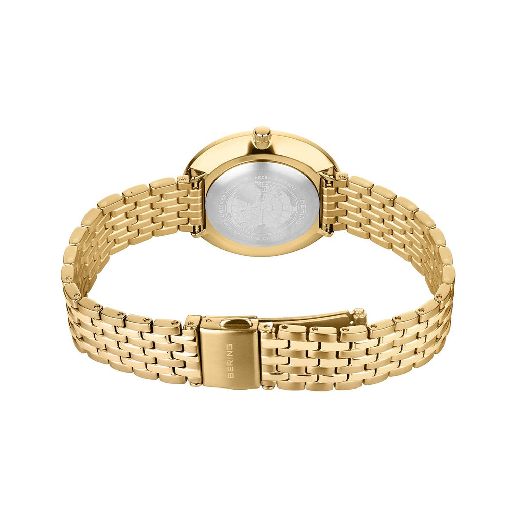 Bering Damenuhr 19334-334 Titan Gold Weiß ultraflach elegant