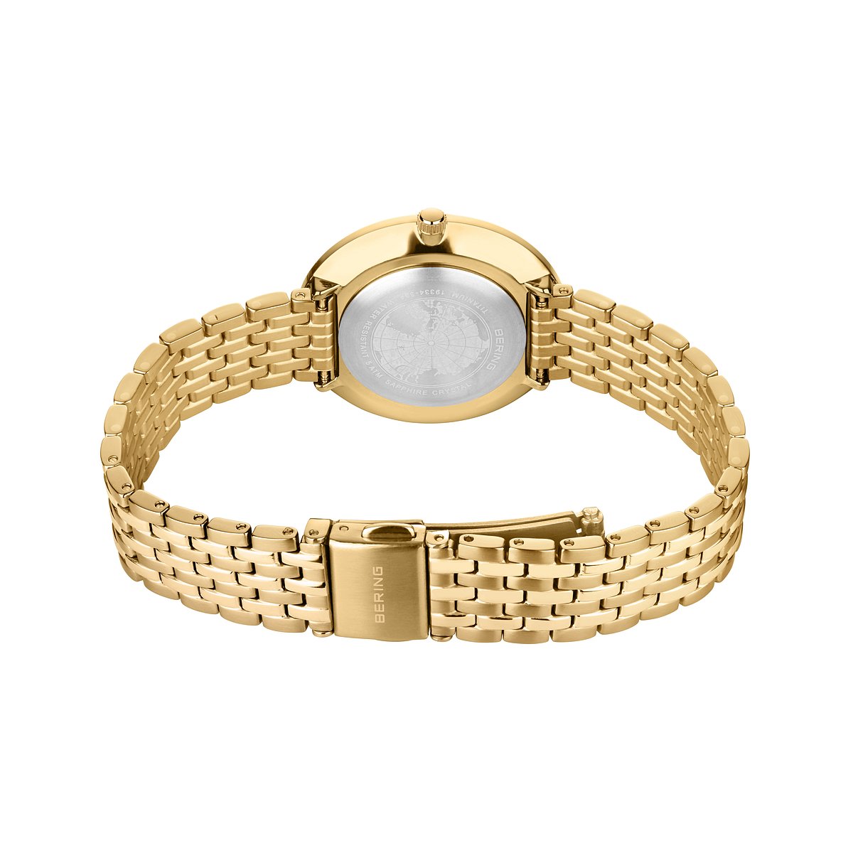 Bering Damenuhr 19334-334 Titan Gold Weiß ultraflach elegant