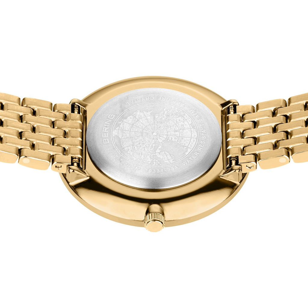 Bering Damenuhr 19334-334 Titan Gold Weiß ultraflach elegant