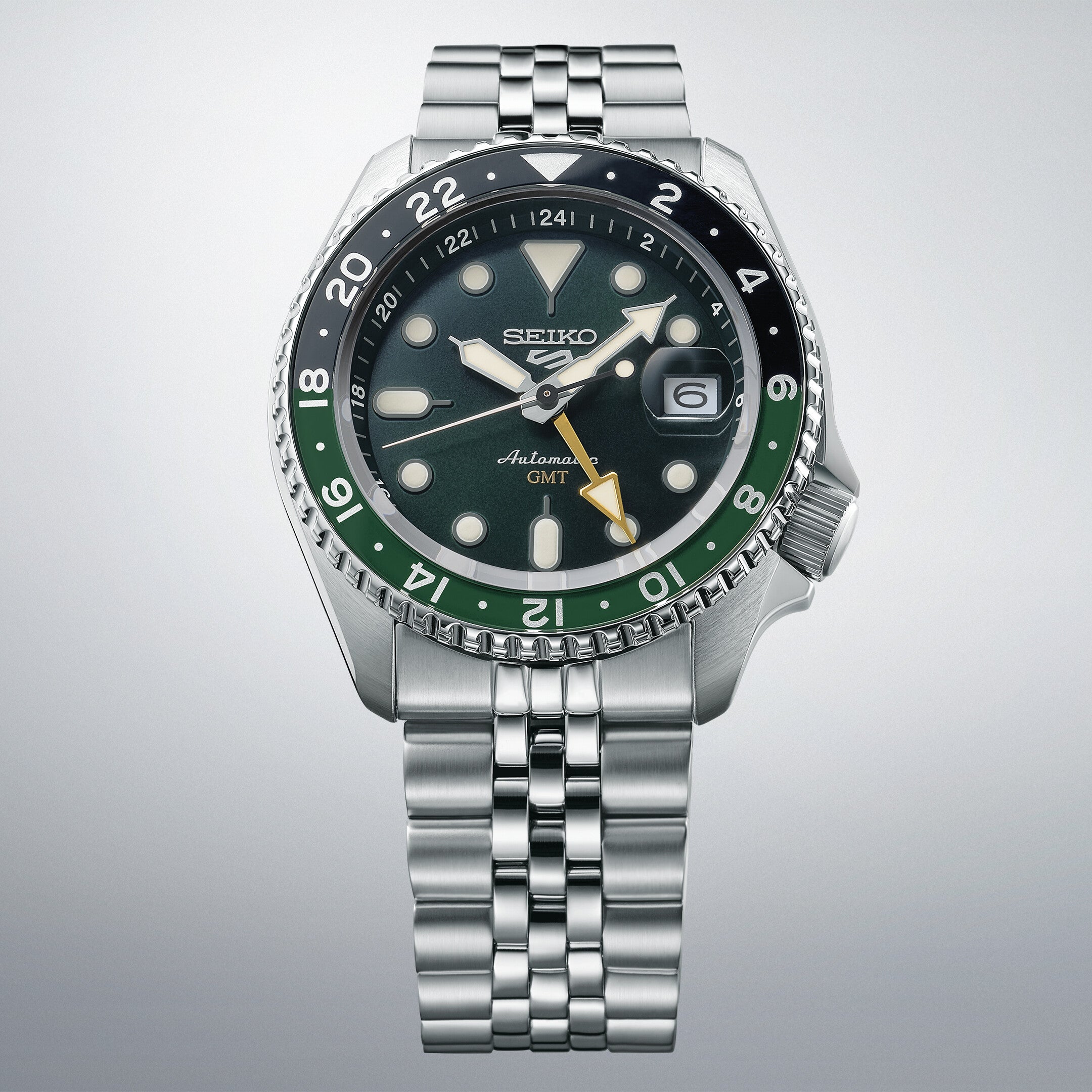 Seiko SSK035K1 Automatikuhr Herren – Seiko 5 Sports GMT mit grün-schwarzem Design