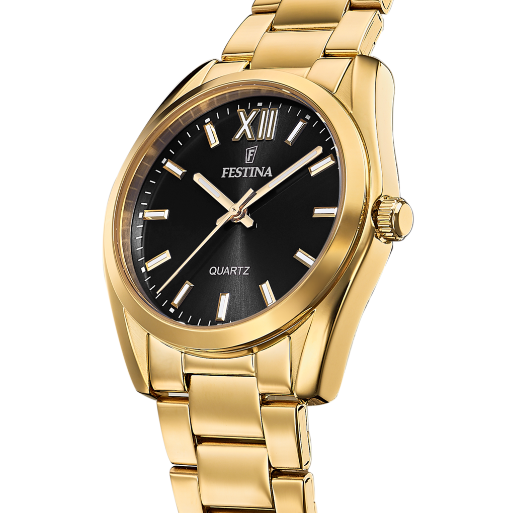 Festina Damenuhr F20640/6 Gold Edelstahl Schwarz Zifferblatt Quarz