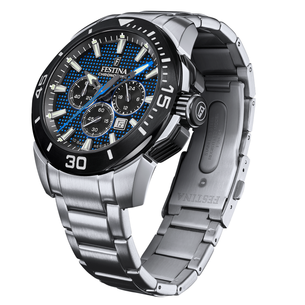 Festina Herrenuhr F20641/2 Chrono Bike Chronograph Edelstahl Blau Schwarz