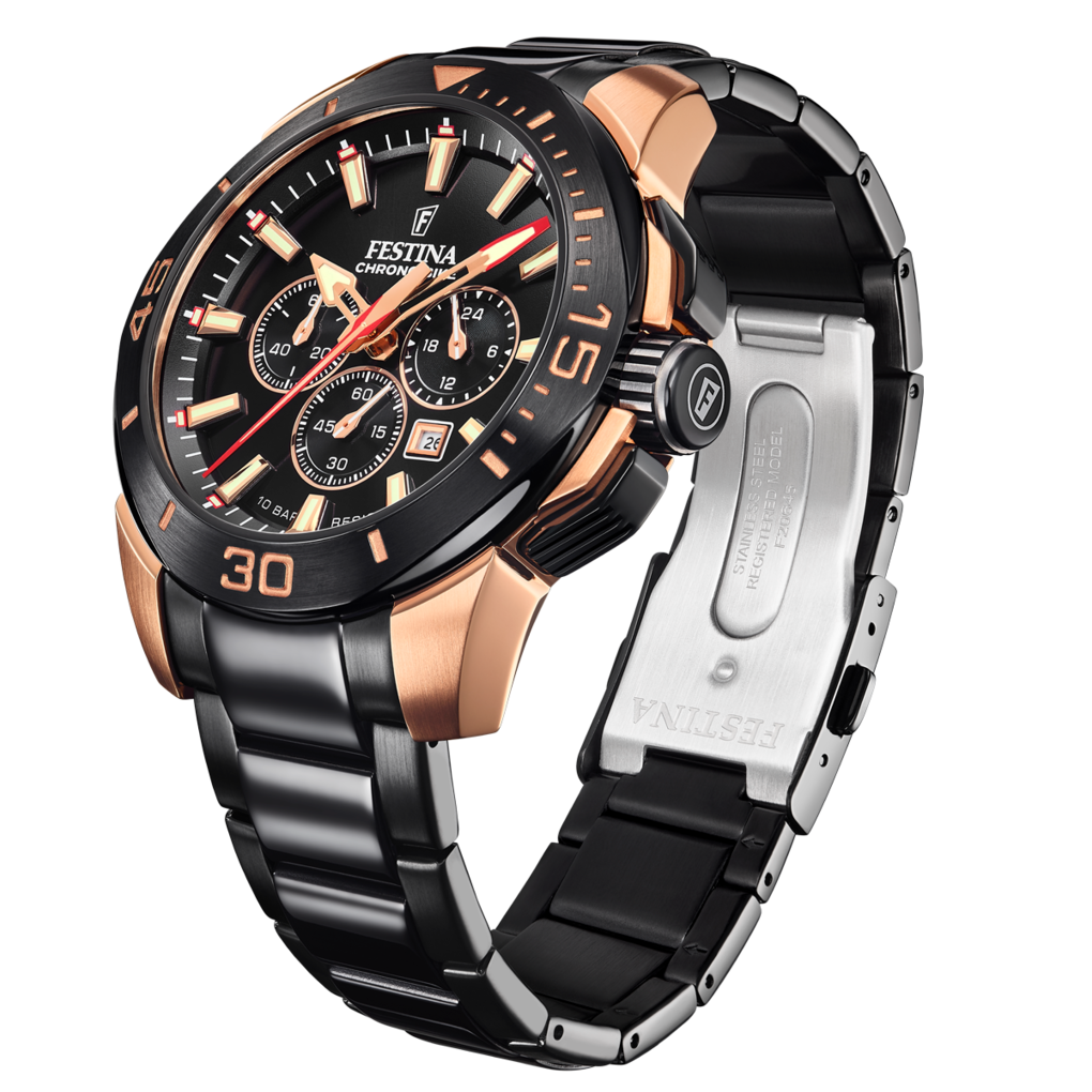 Festina Herrenuhr F20645/1 Chrono Bike Chronograph Schwarz Roségold