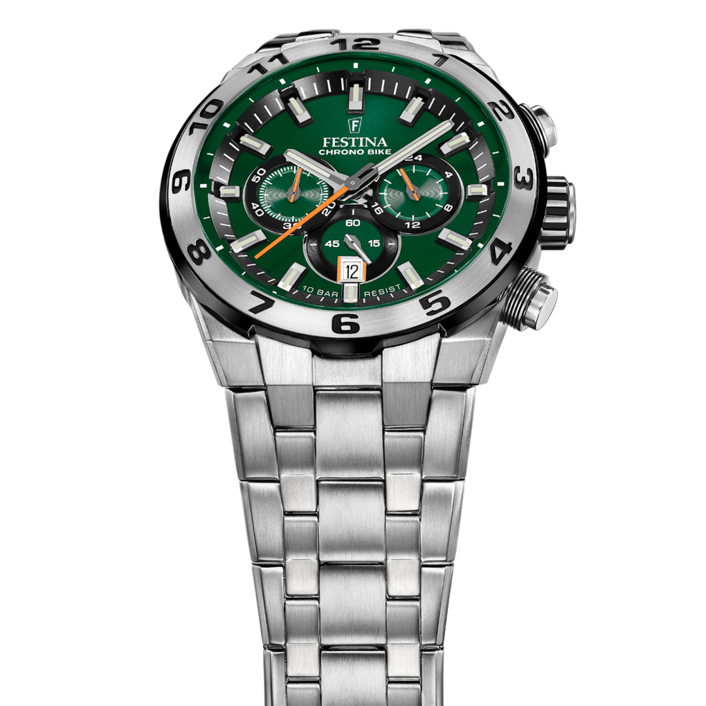 Festina Herrenuhr F20670/2 Chrono Bike Chronograph Edelstahl Grün