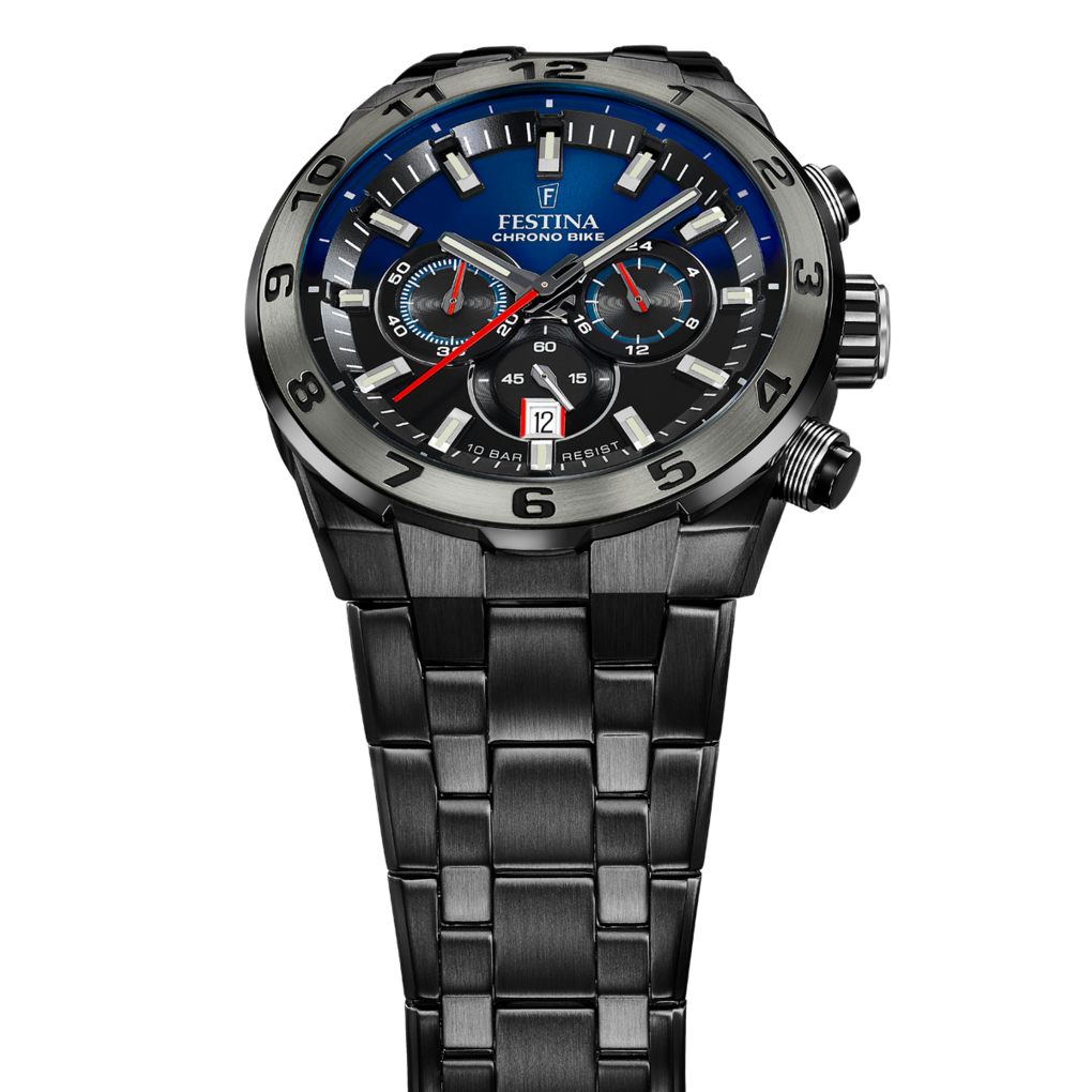 Festina Herrenuhr F20673/1 Chrono Bike Chronograph Schwarz Blau Edelstahl
